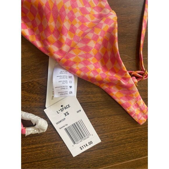 L*Space XS top and M bottom Sammie checkered gold chain bikini - Picture 6 of 8